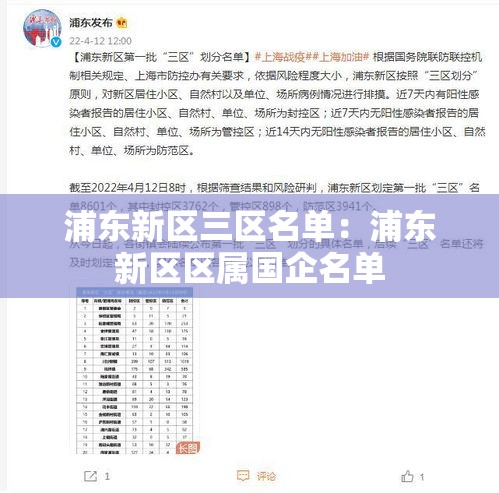 浦东新区三区名单:浦东新区区属国企名单 浦东新区三区名单:浦东新区区属国企名单