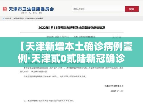 【天津新增本土确诊病例壹例·天津贰0贰陆新冠确诊病例】