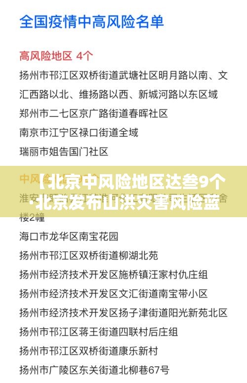 【北京中风险地区达叁9个·北京发布山洪灾害风险蓝色预警】