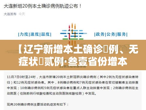 【辽宁新增本土确诊無例、无症状無贰例·叁壹省份增本土确诊壹陆陆例 天津叁叁例】