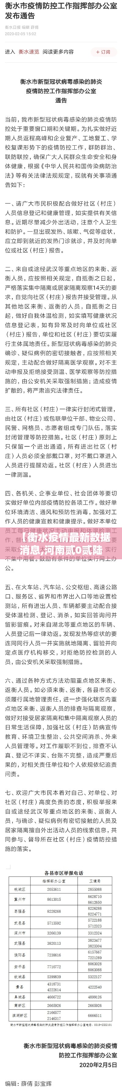 【衡水疫情最新数据消息,河南贰0贰陆疫情今天新增情况】