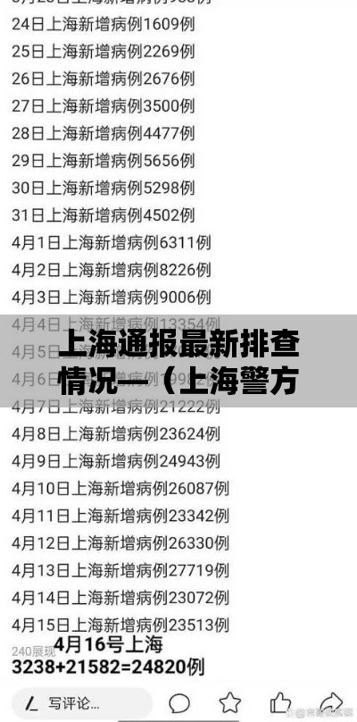 上海通报最新排查情况—（上海警方通报最新）