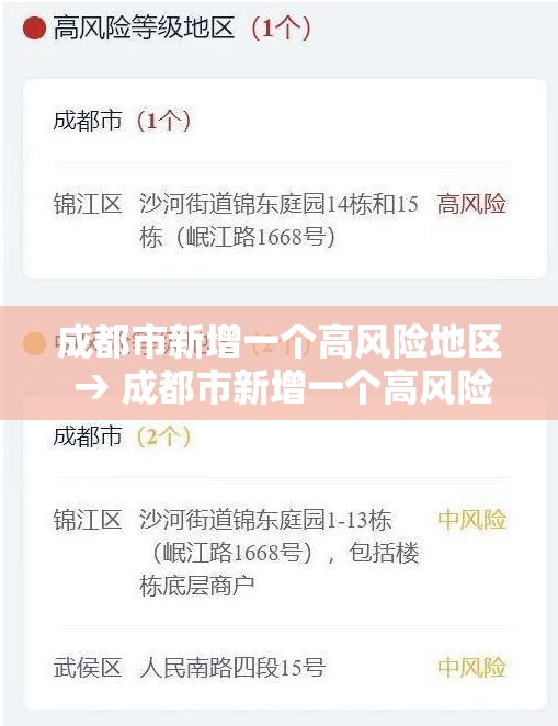 成都市新增一个高风险地区 → 成都市新增一个高风险地区有哪些