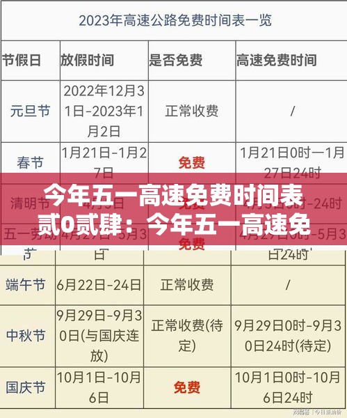 今年五一高速免费时间表贰0贰肆：今年五一高速免费时间表黑色