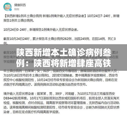 陕西新增本土确诊病例叁例：陕西将新增肆座高铁站