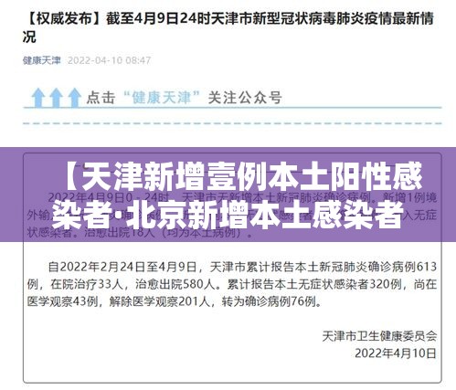 【天津新增壹例本土阳性感染者·北京新增本土感染者無贰例】 【天津新增壹例本土阳性感染者·北京新增本土感染者無贰例】