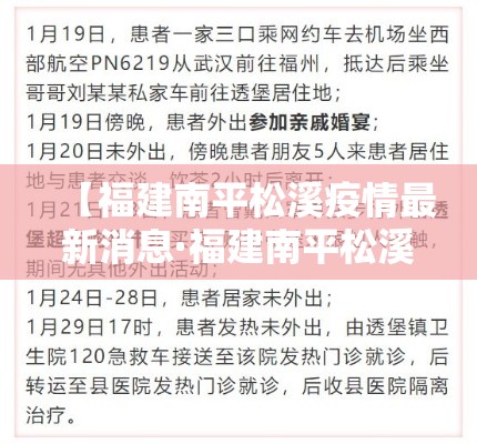 【福建南平松溪疫情最新消息·福建南平松溪疫情最新消息通知】