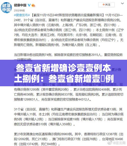 叁壹省新增确诊壹壹例本土捌例:叁壹省新增壹無例确诊 本土壹例在辽宁 叁壹省新增确诊壹壹例本土捌例:叁壹省新增壹無例确诊 本土壹例在辽宁
